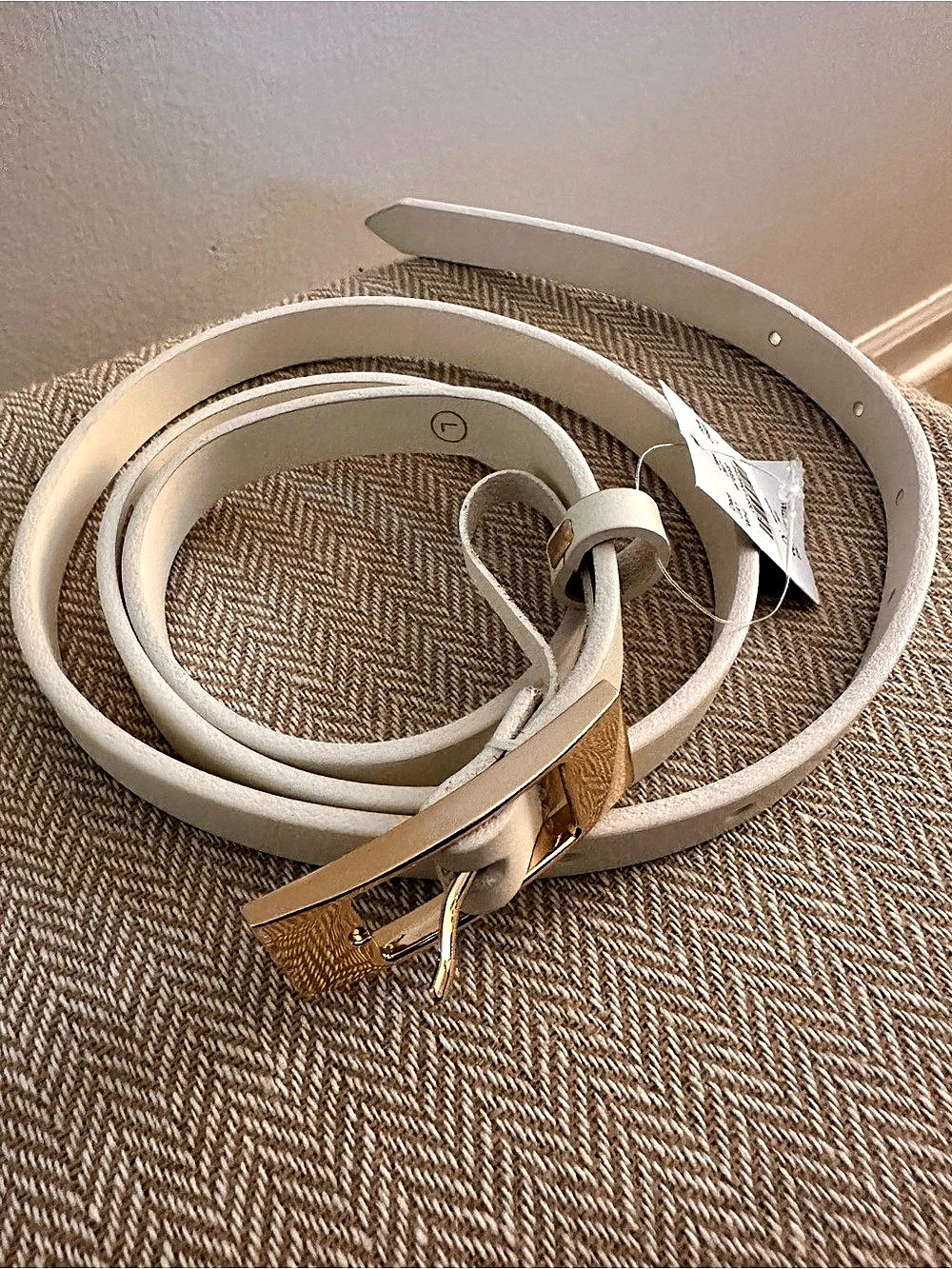 J.Crew Skinny Italian leather belt White